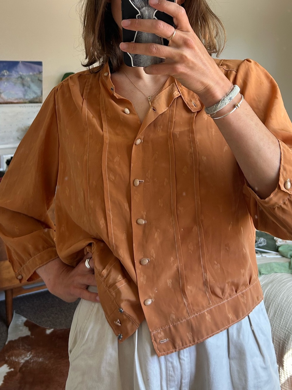 Vintage Burnt Orange Women's Blouse